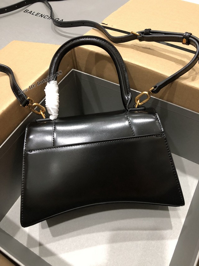 Balenciaga專櫃爆款大號手提女包 巴黎世家升級版黑色平紋金扣Hourglass沙漏包 fyj1622